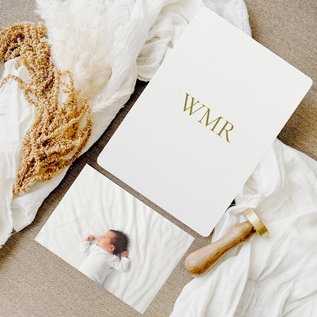 Monogram Gender Neutral Birth Ankündigung (Von Creator hochgeladen)