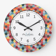 Monogram Geometric Hexagon Muster Wall Clock