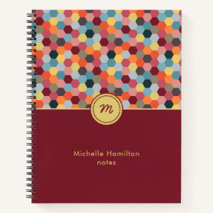 Monogram Geometric Modern Hexagon Spiral Notebook Notizbuch