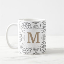 Monogram Geometric Pattern Grau Gold Personalisier