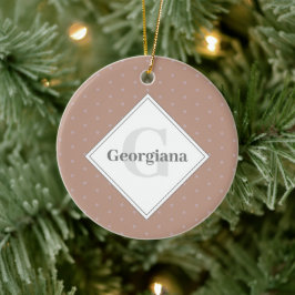 Monogram Geometric Warm Neutrals Beige Polka Dots Keramik Ornament