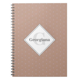 Monogram Geometric Warm Neutrals Beige Polka Dots Notizblock