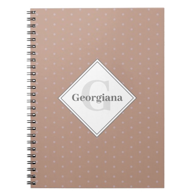 Monogram Geometric Warm Neutrals Beige Polka Dots Notizblock (Vorderseite)