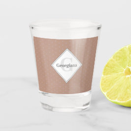 Monogram Geometric Warm Neutrals Beige Polka Dots Schnapsglas