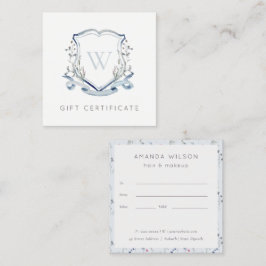 Monogram-Geschenkgutschein für die Blaue Wildblume Quadratische Visitenkarte