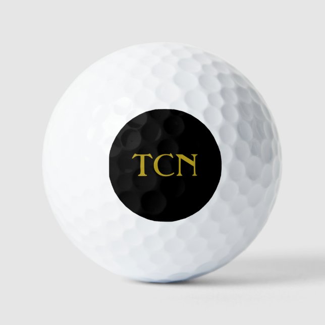 Monogram Gift Black Gold Golfball (Vorderseite)