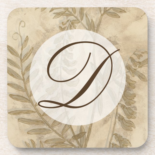 Monogram | Gilded Foliage I Getränkeuntersetzer (Vorderseite)