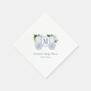 Monogram Ginger Jar Floral Boy Baby Shooting Party Serviette