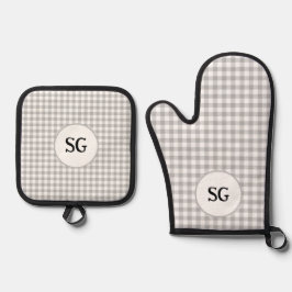 Monogram Gingham Karo Ofenhandschuh & Topflappen-Set