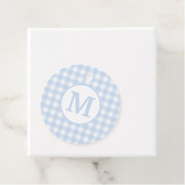 Monogram Gingham Muster in Soft Baby Blue Geschenkanhänger