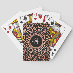 Monogram Girl Black Leopard Animal Print Spielkarten