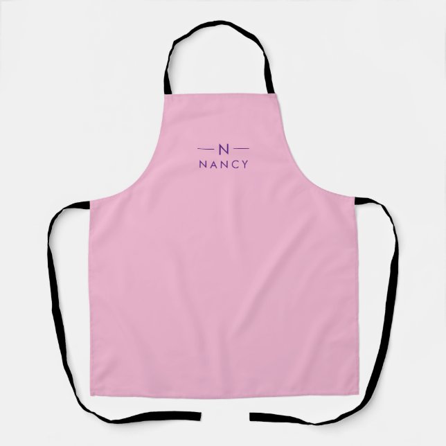 Monogram Girl Pink Modernes Minimalistisches Elega Schürze (Vorderseite)