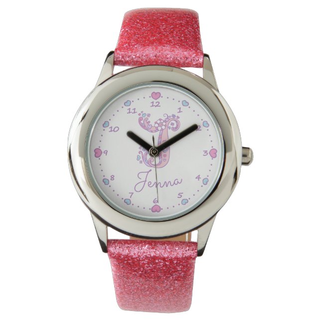 Monogram girls J doodart Jenna nom montre (devant)