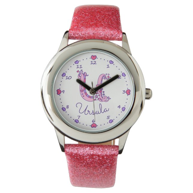 Monogram Girls schreiben U art Ursula name watch Armbanduhr (Vorderseite)
