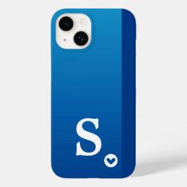 Monogram Girly Blue Heart Simple Modern Chic Case-Mate iPhone 14 Hülle