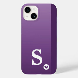 Monogram Girly Lila Heart Simple Modern Chic Cas Case-Mate iPhone 14 Hülle