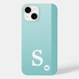 Monogram Girly Mint Green Heart Simple Modern Chic Case-Mate iPhone 14 Hülle