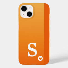 Monogram Girly Orange Heart Simple Modern Chic Case-Mate iPhone 14 Hülle