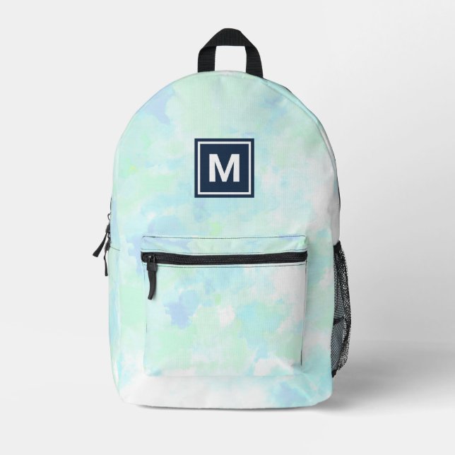 Monogram, Girly Pastel Krawatte-Farbstoff-Backpack Bedruckter Rucksack (Vorderseite)