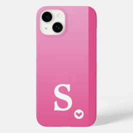 Monogram Girly Pink Heart Simple Modern Chic Case-Mate iPhone 14 Hülle