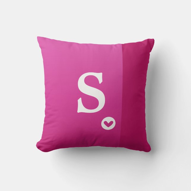 Monogram Girly Pink Lila Heart Modern Chic Kissen (Vorderseite)