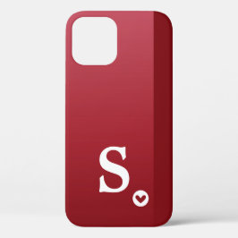 Monogram Girly Red Heart Simple Modern Chic Case-Mate iPhone 14 Hülle