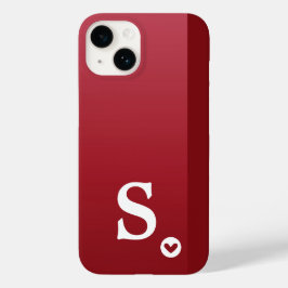 Monogram Girly Red Heart Simple Modern Chic Case-Mate iPhone 14 Hülle