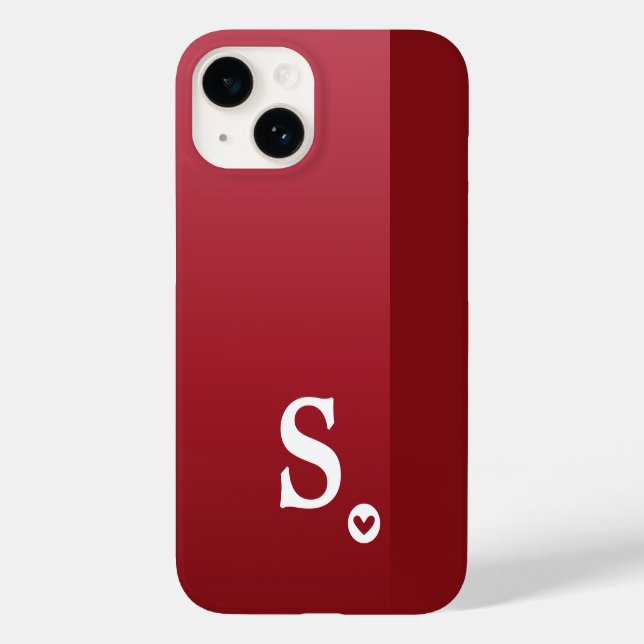 Monogram Girly Red Heart Simple Modern Chic Case-Mate iPhone 14 Hülle (Rückseite)