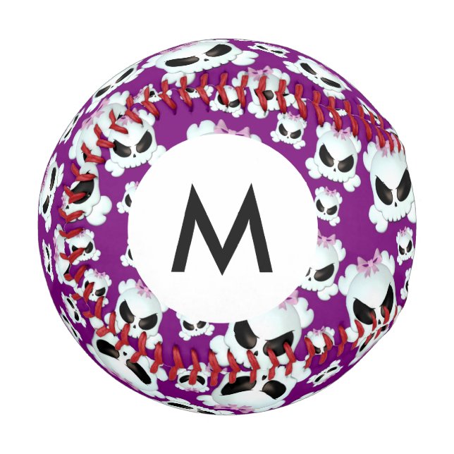 Monogram Girly Skullz Baseball (Vorderseite Links)