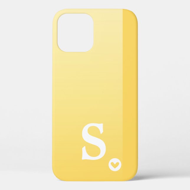 Monogram Girly Yellow Heart Simple Modern Chic Case-Mate iPhone Hülle (Rückseite)