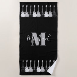 Monogram Gitarrist schwarz-weiß Strandtuch