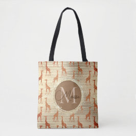 Monogram Glittery Giraffe on Gold Foil Tasche