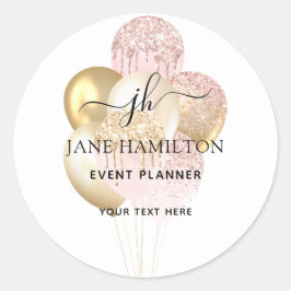 Monogram Glitzer Balloons Runder Aufkleber