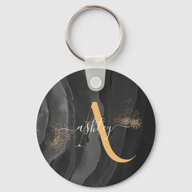 Monogram Glitzer für Gold Dripping Schlüsselanhänger (Vorderseite)