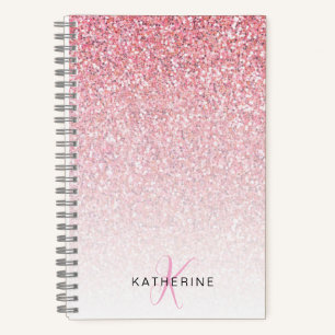Monogram Glitzer Pink Sparkle Feminine Notizbuch