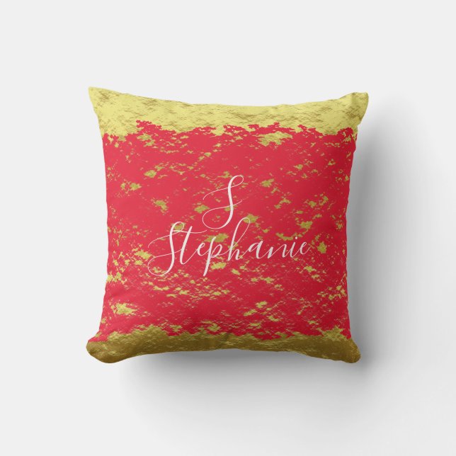 Monogram Glitzern-Initialen für Rote Glitterie Kissen (Vorderseite)
