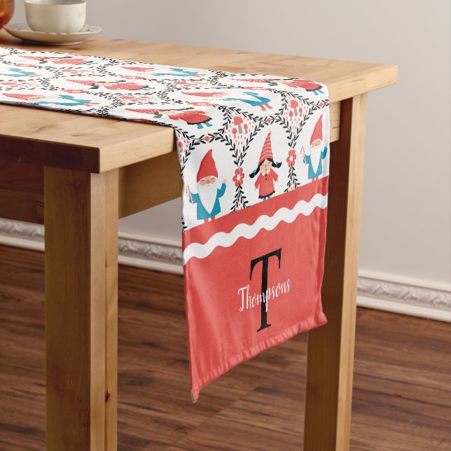 Monogram Gnome Kurze Tafel Kurzer Tischläufer (Beispiel)
