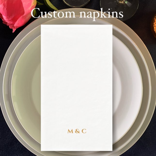 Monogram Gold 50th Wedding Anniversary Party Serviette (Add couple’s initials for stylish golden monogrammed 50th anniversary party napkins.
)