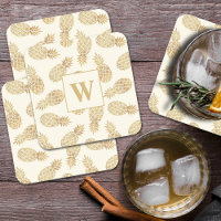 Monogram Gold Ananas auf Elfenbein