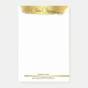 Monogram Gold Black Chic Modernes Script Minimalis Post-it Klebezettel