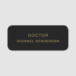 Monogram Gold Black Minimalistisch Elegante Modern Namensschild