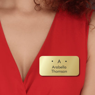 Monogram Gold Black Minimalistisch Elegante Modern Namensschild