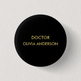 Monogram Gold Black Minimalistisch Modern Button