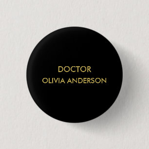Monogram Gold Black Minimalistisch Modern Button