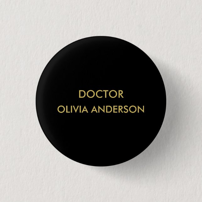 Monogram Gold Black Minimalistisch Modern Button (Vorderseite)
