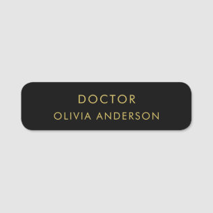 Monogram Gold Black Minimalistisch Modern Namensschild