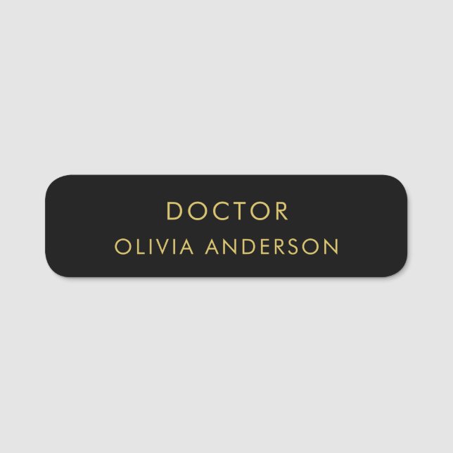 Monogram Gold Black Minimalistisch Modern Namensschild (Vorderseite)