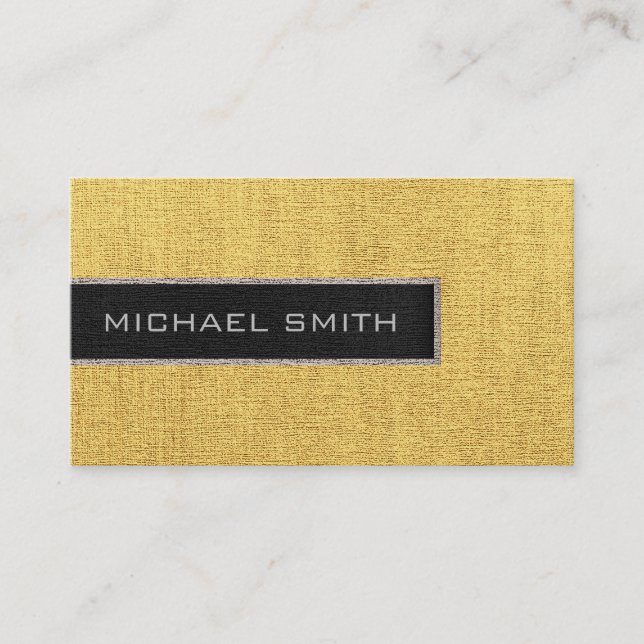 Monogram Gold Burlap Rustic Jute Visitenkarte (Vorderseite)