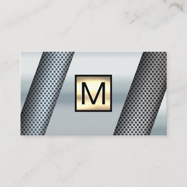 Monogram Gold Chrome Metallic Visitenkarte (Vorderseite)