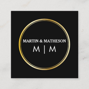 Monogram Gold Doppelring Quadratische Visitenkarte